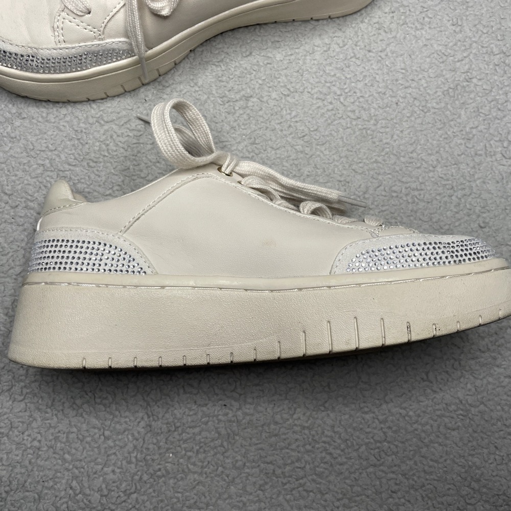 Guess Women's Platform Sneaker Off-White Size 6 Sparkle Lace-up Logo - Picture 4 of 12